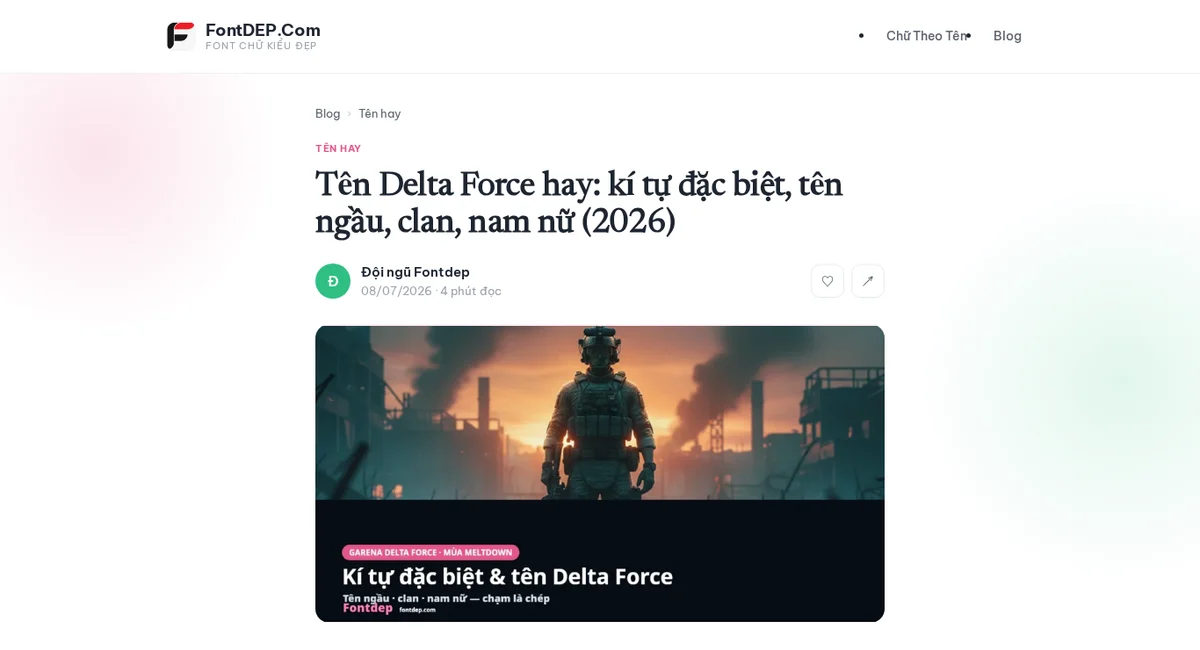 Bài viết tên và kí tự đặc biệt Delta Force do Đội ngũ Fontdep biên tập