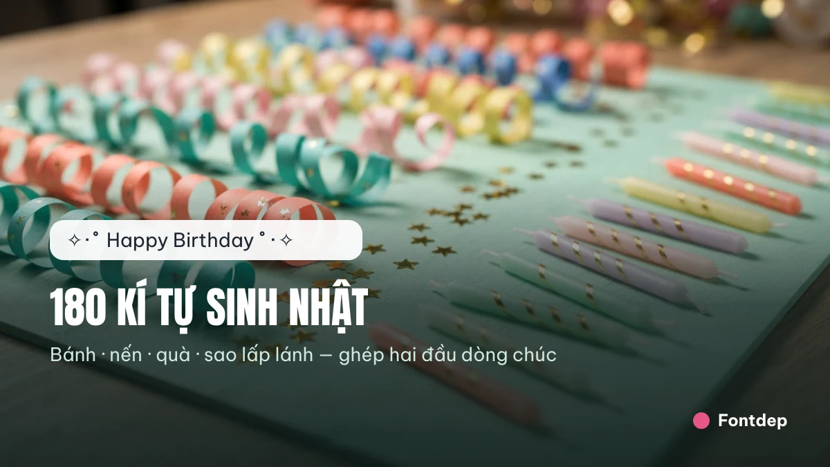 180 kí tự đặc biệt và emoji sinh nhật ghép quanh dòng chúc